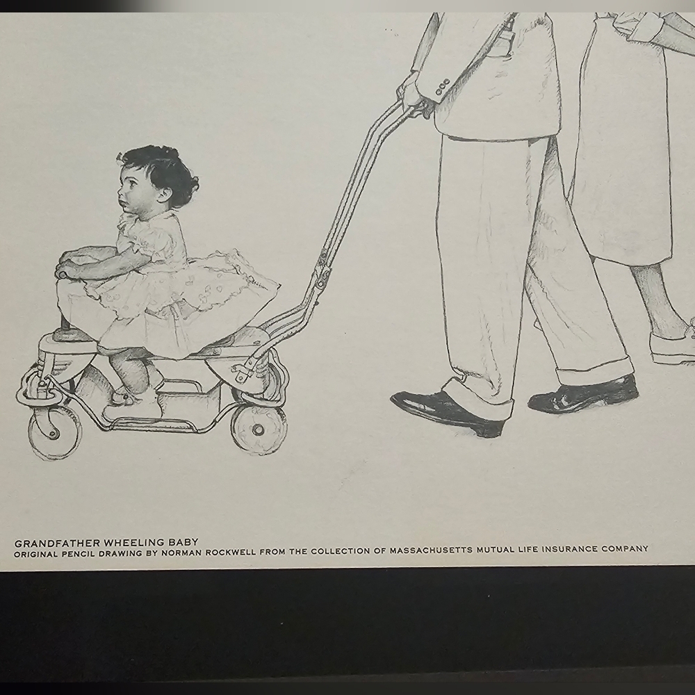Norman Rockwell - "Grandfather Wheeling Baby" Original Pencil Drawing - Picture 3 of 5